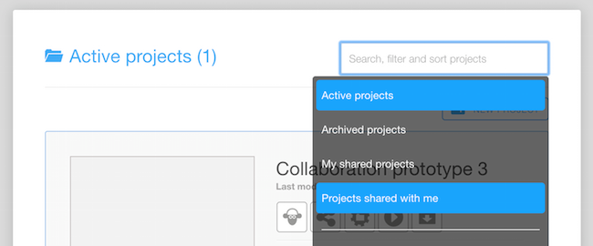Finding a shared project in Fluid UI