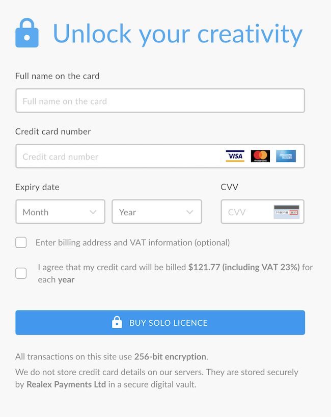 Credit card form